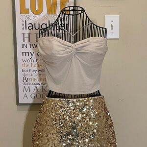 Elegant Cream Strapless Crop Top